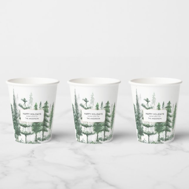 Vasos De Papel Navidades corporativos acuarela Cuadros de papel f (Multi)