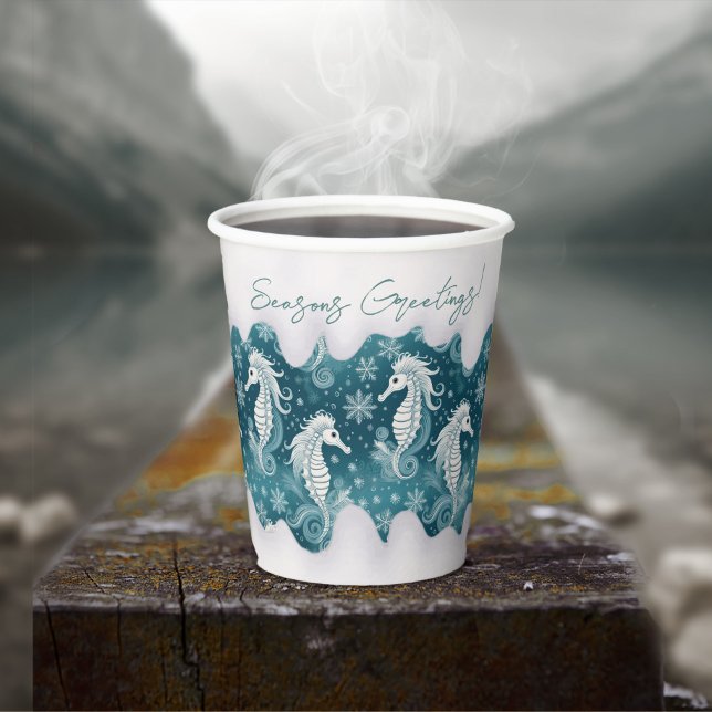 Vasos De Papel Navidades costeros caballitos de mar y copos de ni (Subido por el creador)