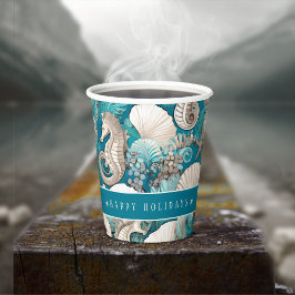 Vasos De Papel Navidades costeros Patrón audaz de caballito de ma