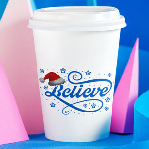 Vasos De Papel Navidades creen que Santa Claus - Santa Hat Blue