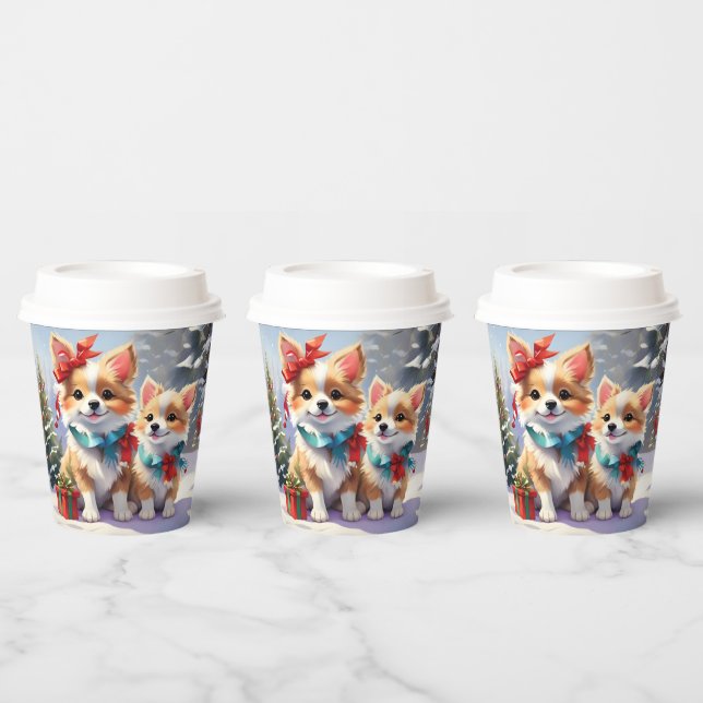 Vasos De Papel Navidades Cuidados Corgis Holiday Delight (Multi)