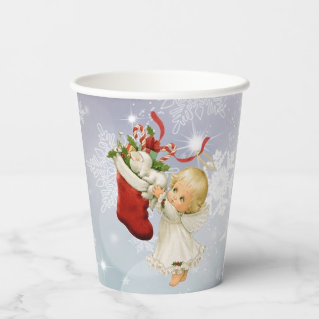 Vasos De Papel Navidades Cute Angel & Kitty Cat Cold Caliente (Reverso )