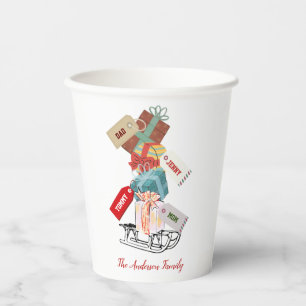 Vasos De Papel Navidades Cute Red Green White Sled
