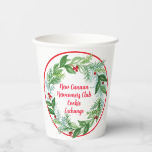 Vasos De Papel Navidades de acuarela PERSONALIZADO de guirnaldas