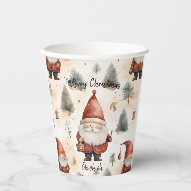 Vasos De Papel Navidades de acuarela Santa Claus 2 - (Anverso)