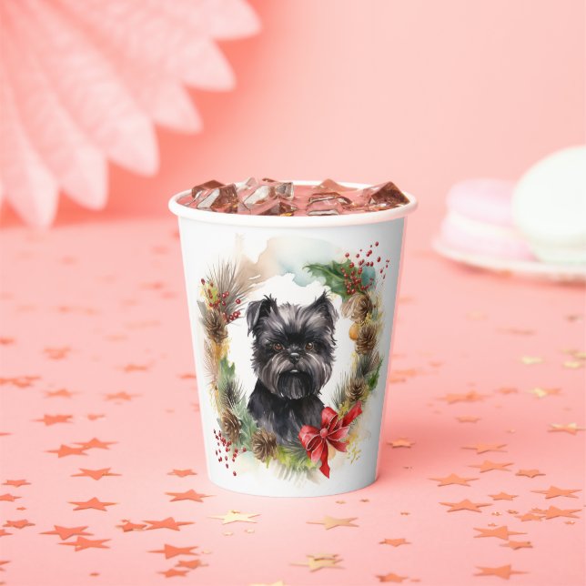 Vasos De Papel Navidades de Affenpinscher Wreath Festive Pup (in situ)