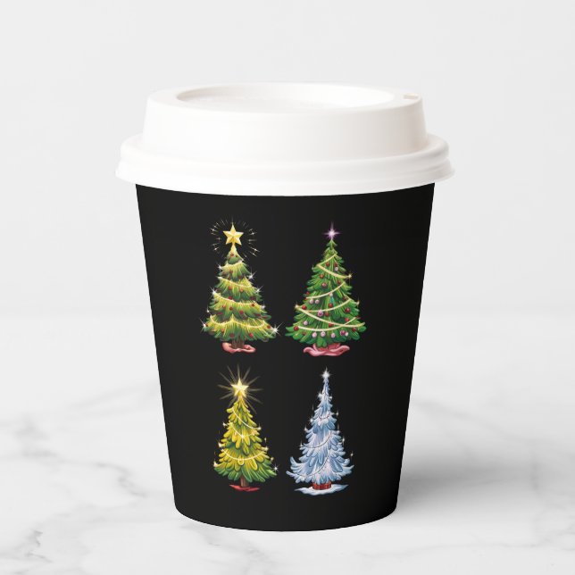 Vasos De Papel Navidades de árbol verde feriado invierno (Anverso)