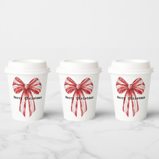 Vasos De Papel Navidades de arcos blancos de menta roja (Multi)