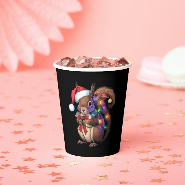 Vasos De Papel Navidades de ardilla iluminan familia Fiesta de Na (in situ)