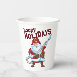 Vasos De Papel Navidades de bomberos Santa Claus Bombero