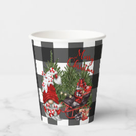 Vasos De Papel Navidades de Buffalo Plaid Gnome