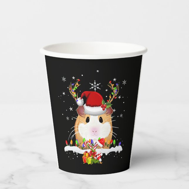 Vasos De Papel Navidades de cerdo guineanos Navidades de renos (Anverso)