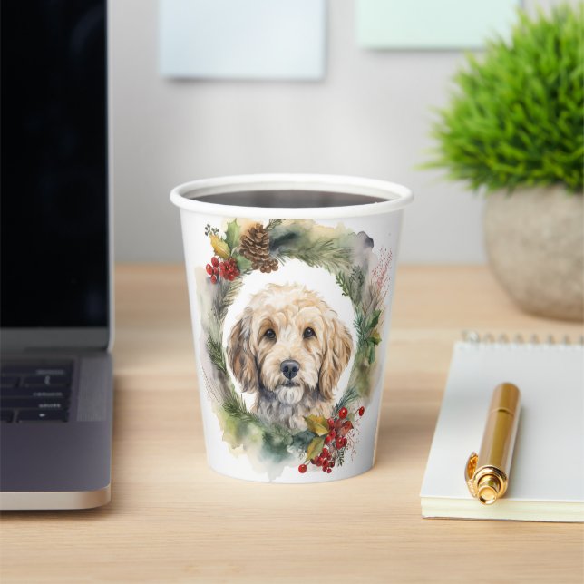 Vasos De Papel Navidades de Cockapoo Cachorro festivo (in situ)