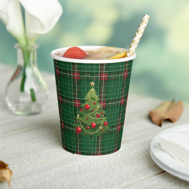 Vasos De Papel Navidades de color verde, rojo (in situ)