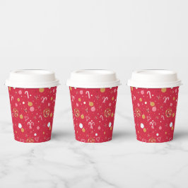 Vasos De Papel Navidades de disco en rojo