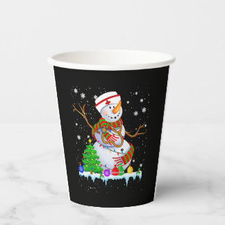 Vasos De Papel Navidades de enfermería de Snowman alumbran Navida
