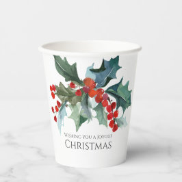 Vasos De Papel Navidades de Festive Holly y Berries Evergreens