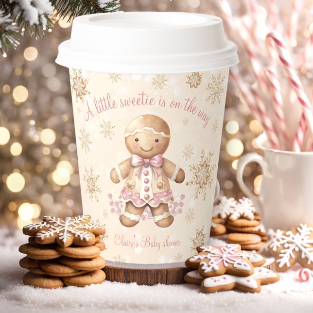 Vasos De Papel Navidades de Gingerbread Little Sweetie Baby Showe (Gingerbread Little Sweetie Christmas Baby Shower Paper Cups)