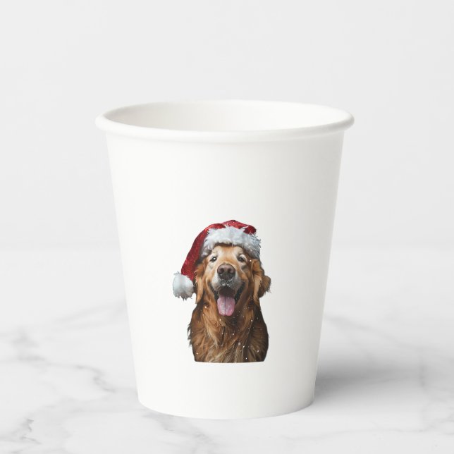 Vasos De Papel Navidades de Golden Retriever (Anverso)