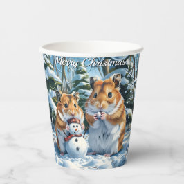 Vasos De Papel Navidades de Hamsters y Snowman