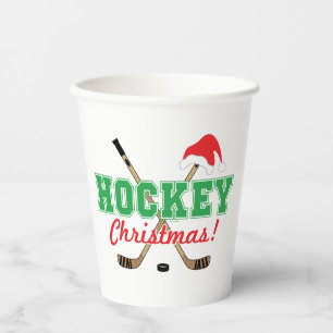 Vasos De Papel Navidades de hockey pegan a Santa Hat