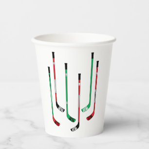 Vasos De Papel Navidades de hockey sobre césped rojo y verde