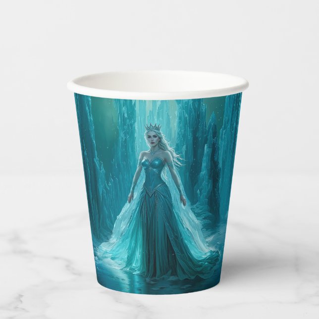 Vasos De Papel Navidades de invierno mágicos de la reina de hielo (Anverso)