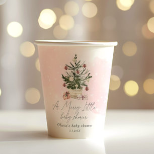 Vasos De Papel Navidades de invierno rosados Una pequeña ducha al