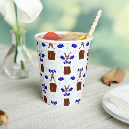 Vasos De Papel Navidades de Kasky Azul festivo reno