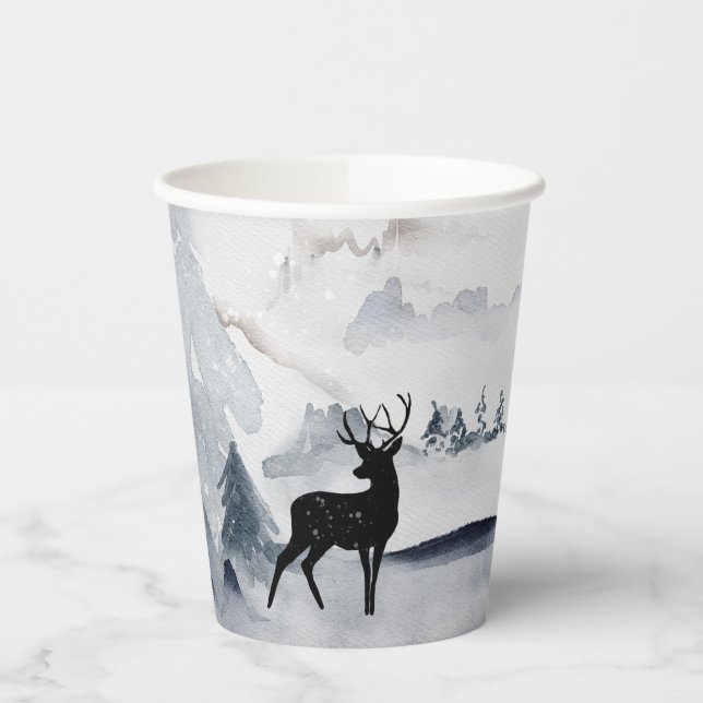 Vasos De Papel Navidades de la acuarela gris y salvaje (Izquierda)