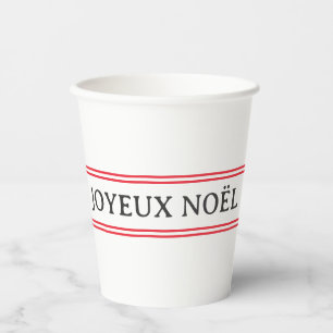 Vasos De Papel Navidades de la franja roja Joyeux Noël