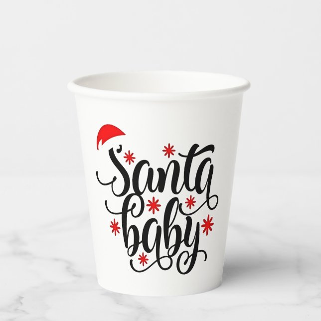 Vasos De Papel Navidades de la Invitación de embarazo de Santa Ma (Anverso)