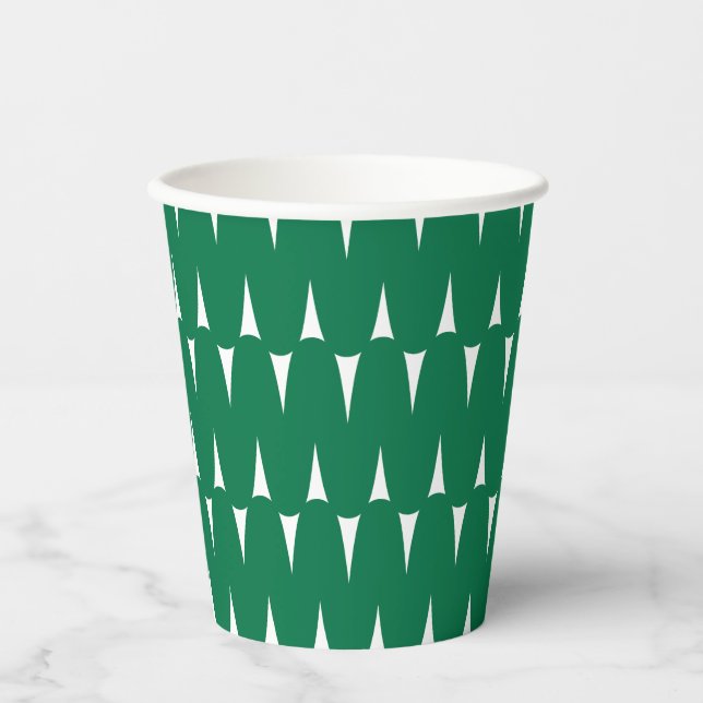 Vasos De Papel Navidades de las líneas onduladas verdes onduladas (Anverso)