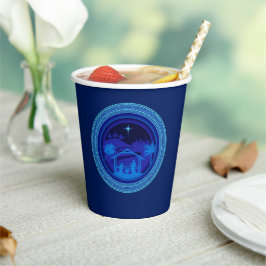 Vasos De Papel Navidades de Natividad Azul coincidentes