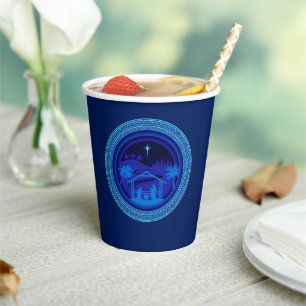 Vasos De Papel Navidades de Natividad Azul coincidentes