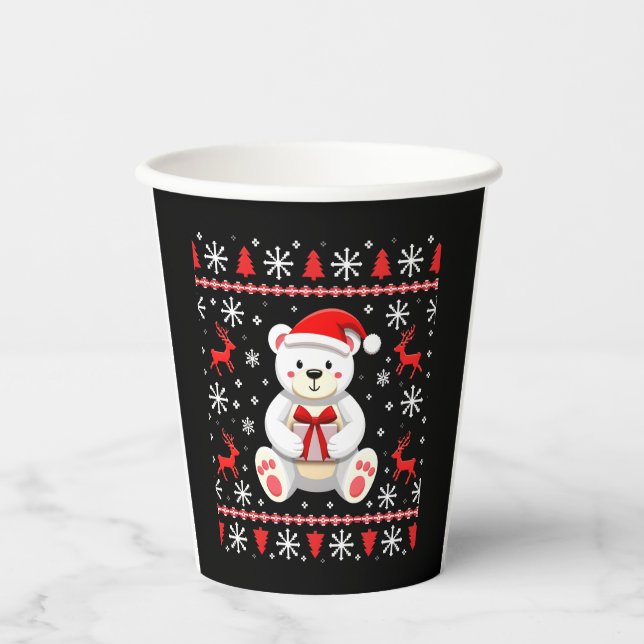 Vasos De Papel Navidades de Navidades de oso (Anverso)