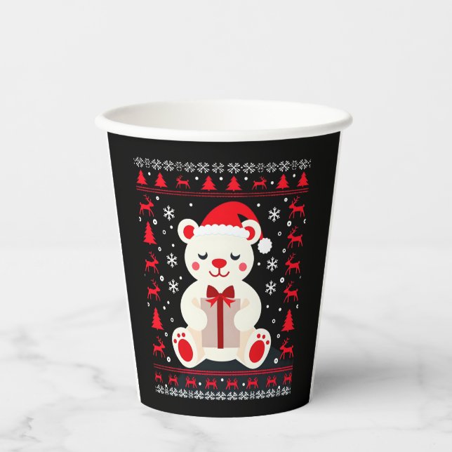 Vasos De Papel Navidades de Navidades de oso (1) (Anverso)