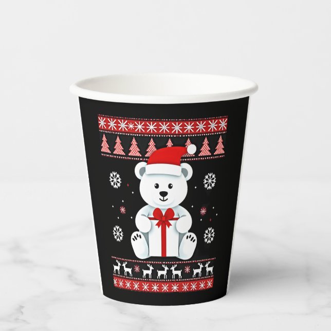 Vasos De Papel Navidades de Navidades de oso (5) (Anverso)