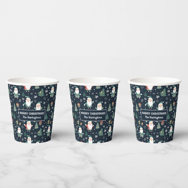 Vasos De Papel Navidades de nombres personalizados Santa (Multi)