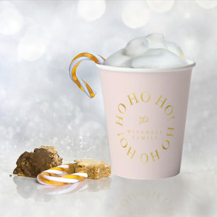 Vasos De Papel Navidades de oro rosado Ho Ho Ho ID1009