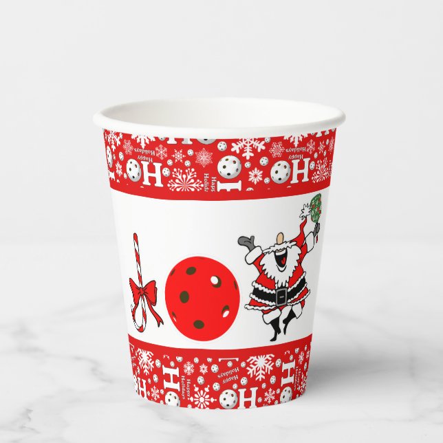 Vasos De Papel Navidades de pelota Fiesta Joy Santa Red y White (Anverso)
