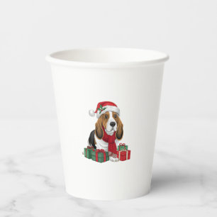 Vasos De Papel Navidades de perro de Hound Basset Traje a Santa H