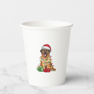 Vasos De Papel Navidades de perros de Santa Hat Leonberger