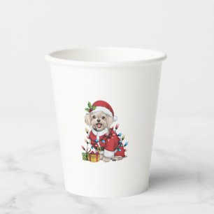 Vasos De Papel Navidades de perros de Santa Maltesa iluminados po