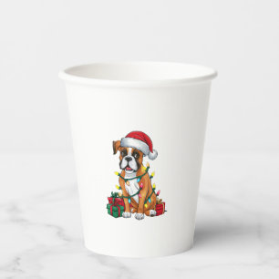 Vasos De Papel Navidades de perros del Boxer de Santa Hat Lughing