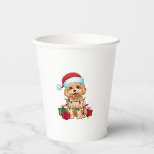 Vasos De Papel Navidades de perros maltipoo de Santa Hat