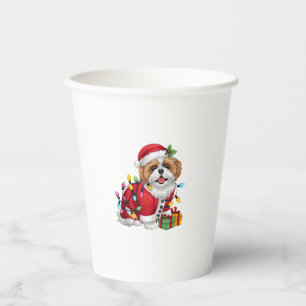 Vasos De Papel Navidades de perros Santa Shih Tzu