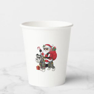 Vasos De Papel Navidades de perros Schnauzer Lighting Santa Ridin