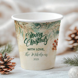 Vasos De Papel Navidades de Rustic Holly y Pine