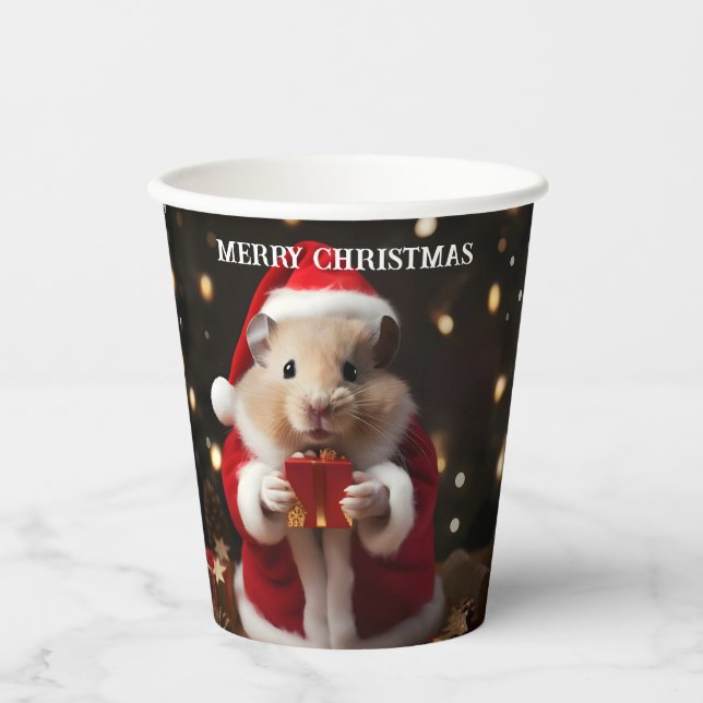 Vasos De Papel Navidades de Santa Hamster (Anverso)
